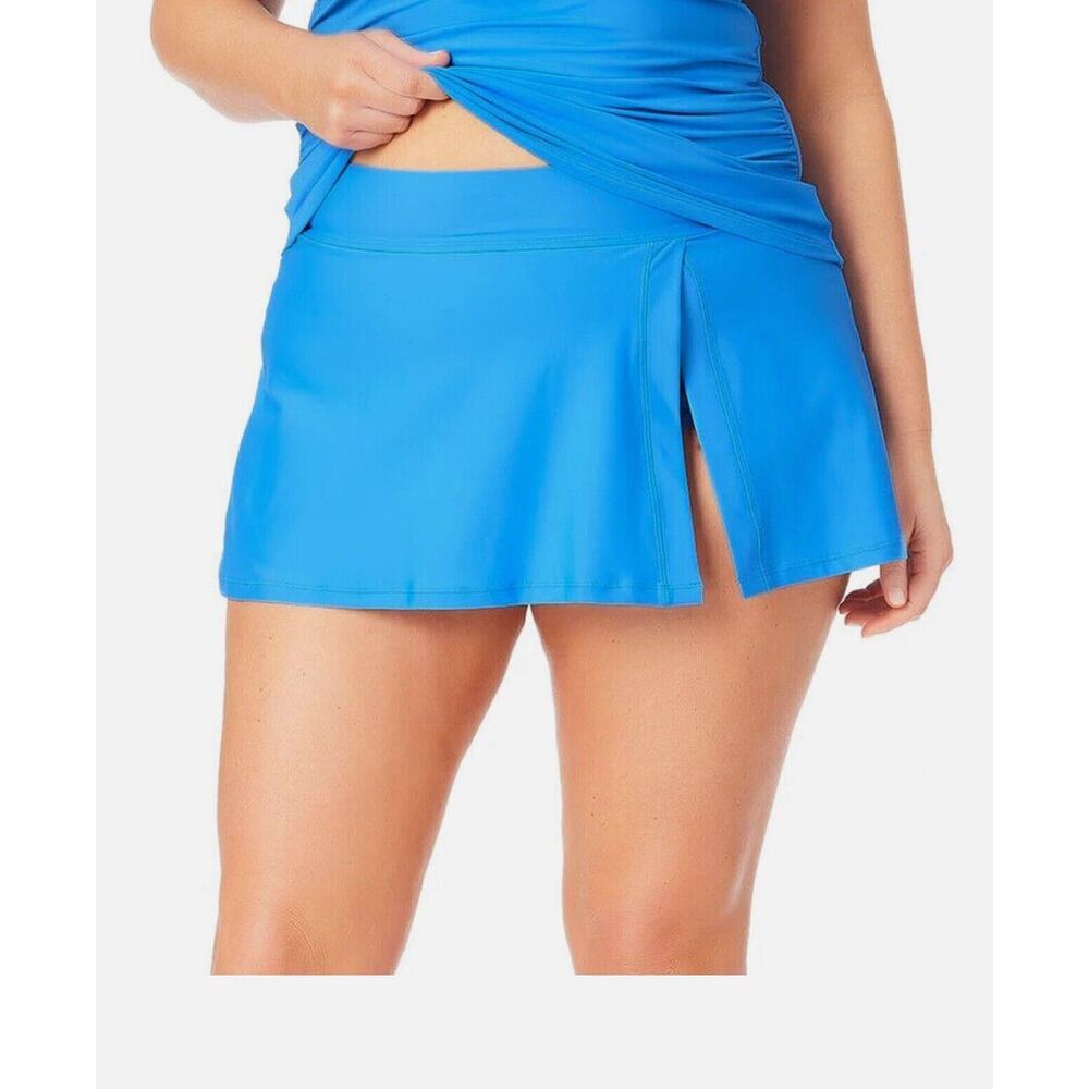 Anne Cole Womens 21PB41301 Blue Side Slit Skirted Bottom Swimsuit Size 24W Beach